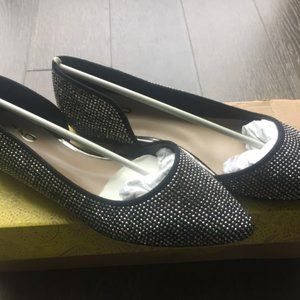 Black d'orsay rhinestone flats